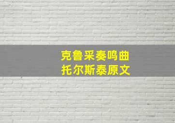 克鲁采奏鸣曲 托尔斯泰原文